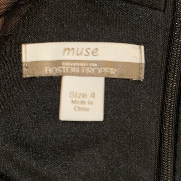 Muse Boston proper exclusive little black dress V neck long sleeve mesh sheer - Picture 7 of 11